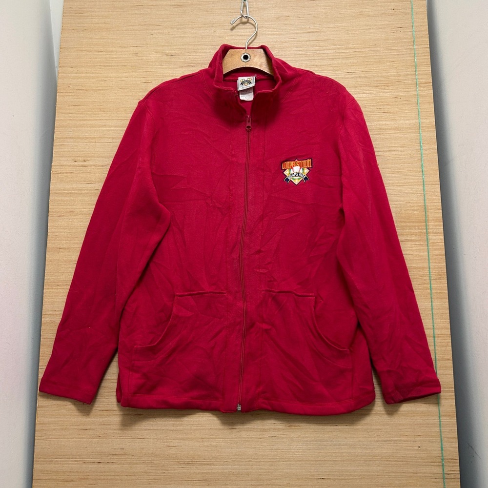 Cooperstown Dreams Park Red Full Zip Fleece Baseball Jacket Mens Large L